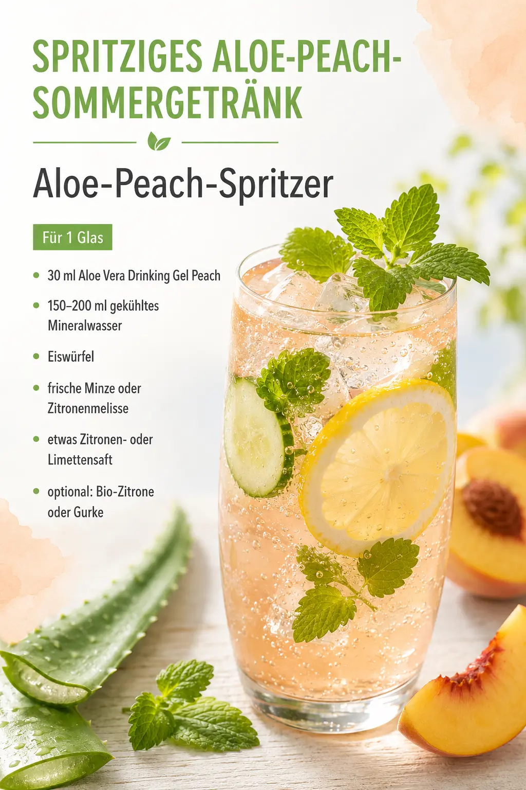 Aloe_getraenk_pfirsich_sommer Aloe Vera Cocktail Sommer Rezept