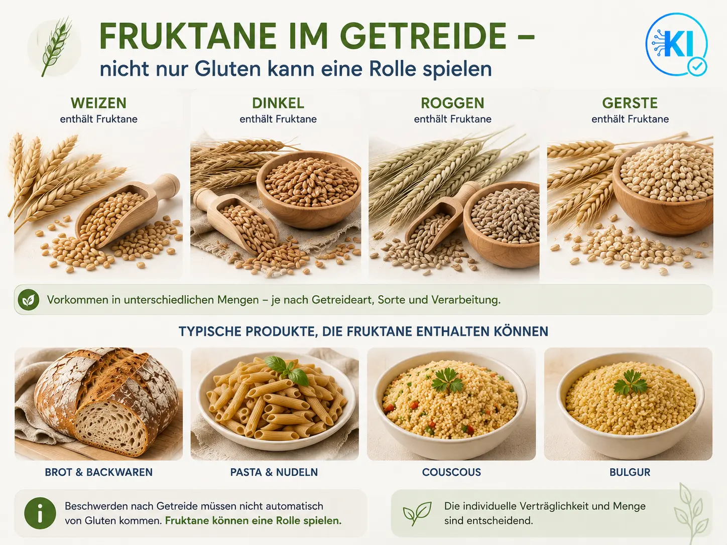 Fruktane im Getreide_ Infografik Fruktane im Getreide können auch Verdauungsbeschwerden auslösen