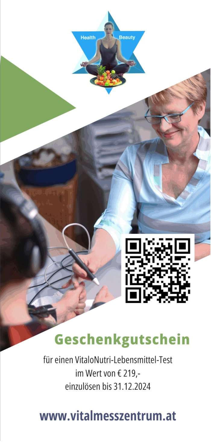 Lebensmittelunverträglichkeitstest mit VitaloNutri in Kombi mit Energiestatusmessung Herbstaktion im Vitalmesszentrum in Wien