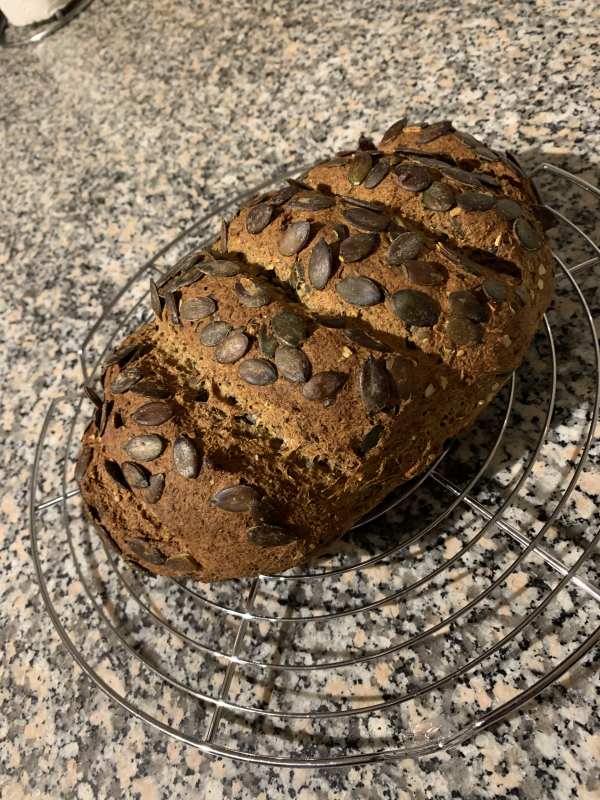 Kuerbiskernbrot (2) ketogenes Brot Low Carb Brot mit Kürbiskernmehl ohne Kohlenhydrate
