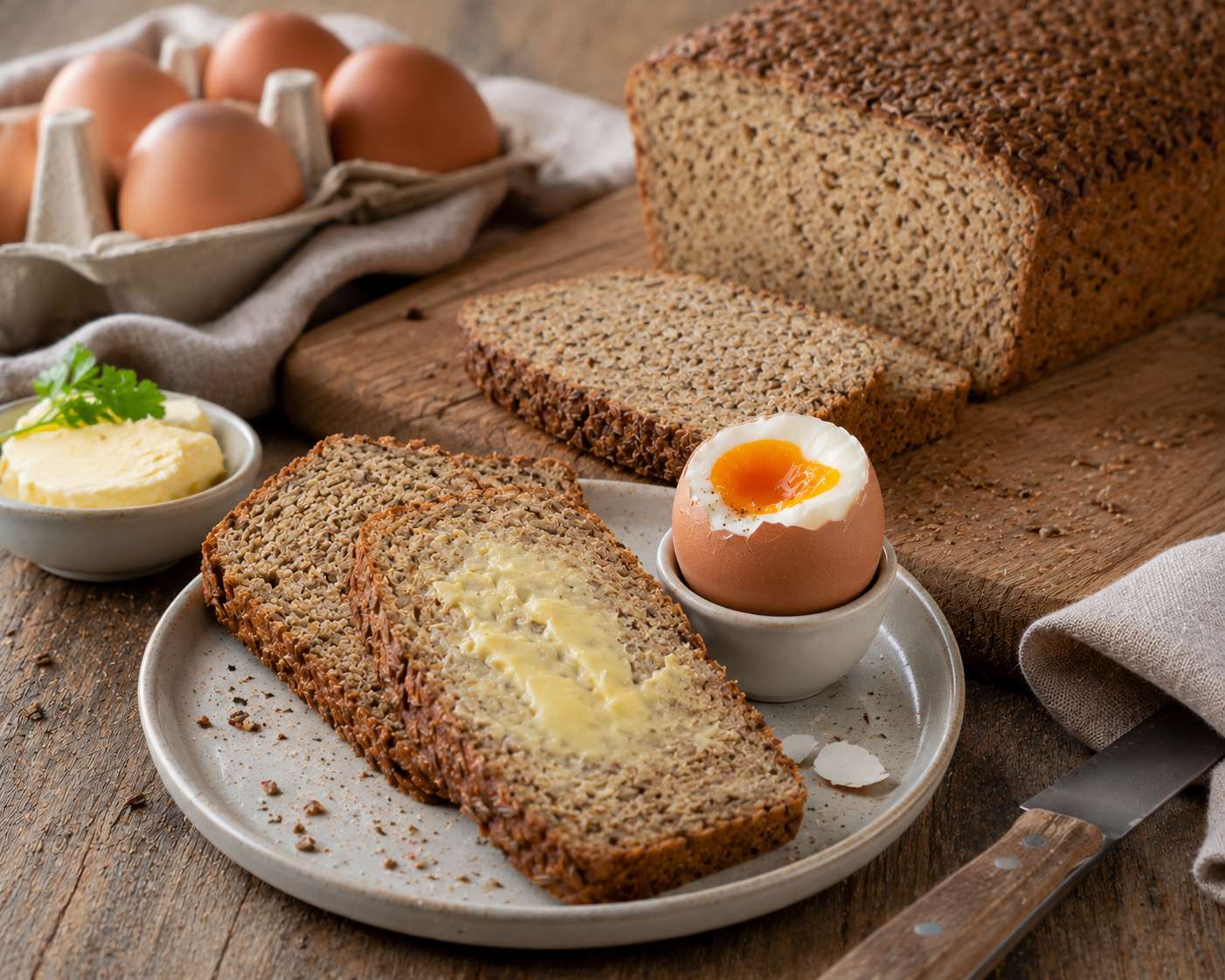Low_Carb_Sandwichbrot_Butter_Ei Low Carb Sandwich zum Frühstück - Keto -Low Carb - Paleo