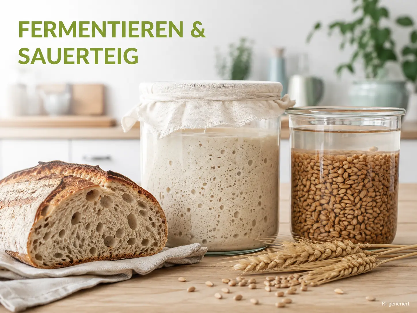 Sauerteig und Getreide fermentieren Sauerteig, Getreide fermentieren über Nacht oder länger für bessere Verträglichkeit