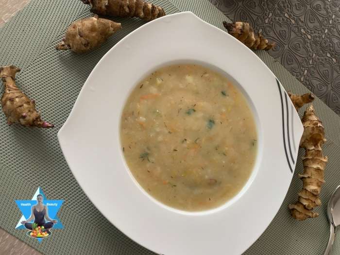 Topinambursuppe vegan gut für die Darmflora und zum Abnehmen