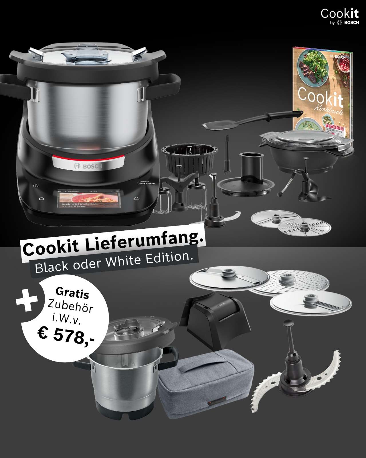 Den Cookit von Bosch gibt es in schwarz oder weiß.