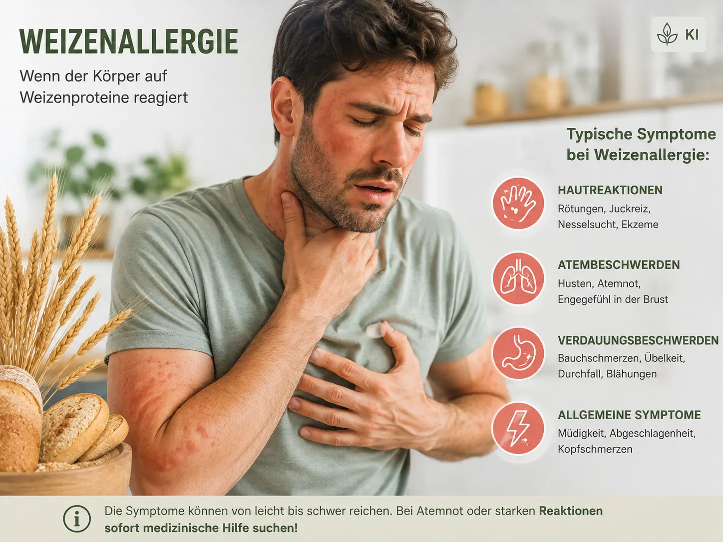 Weizenalergie_keine_Weizenintoleranz Typische Symptome einer Weizenallergie