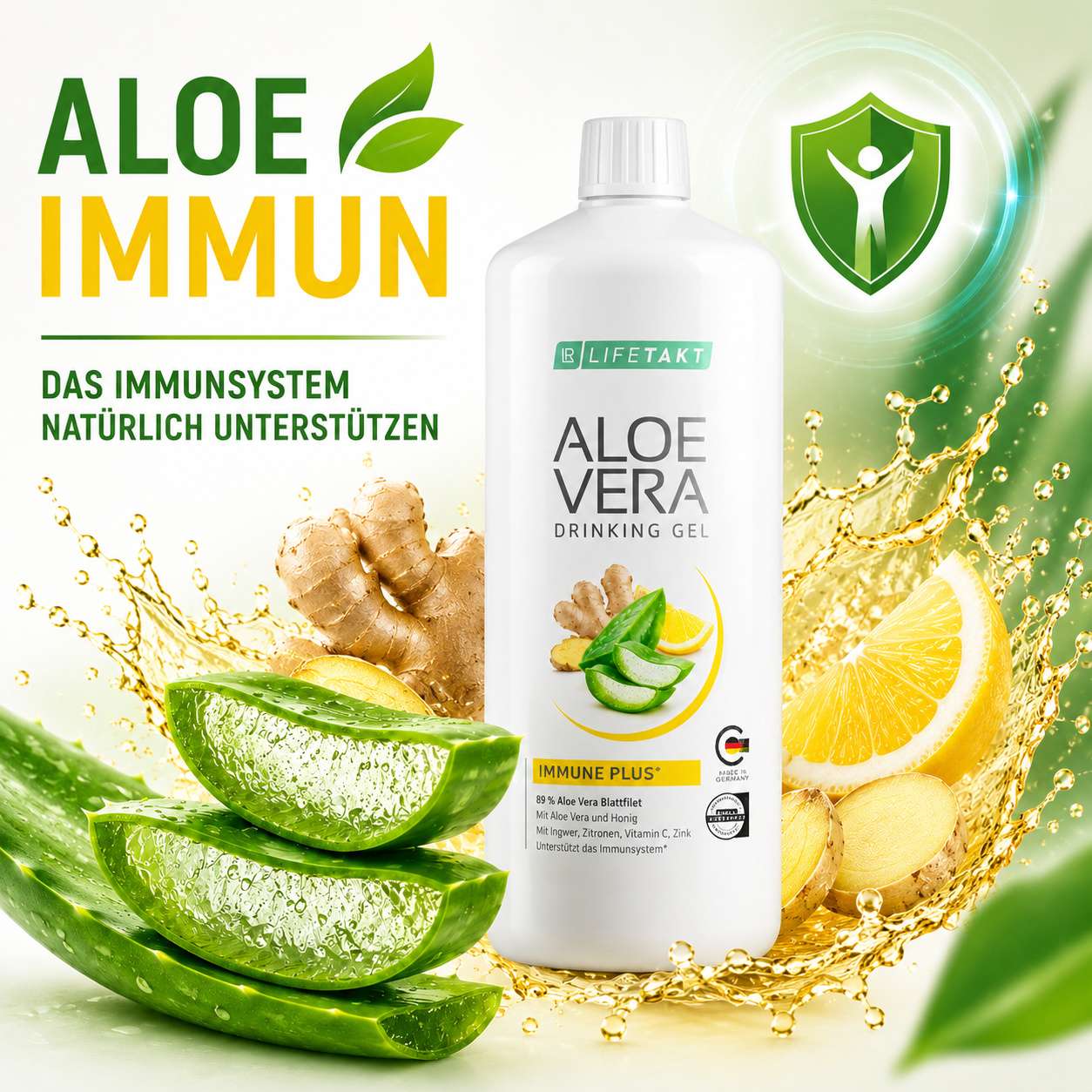 Aloe Vera Drinking Gel 4 Aloe Vera Immun mit Ingwer und Zitrone