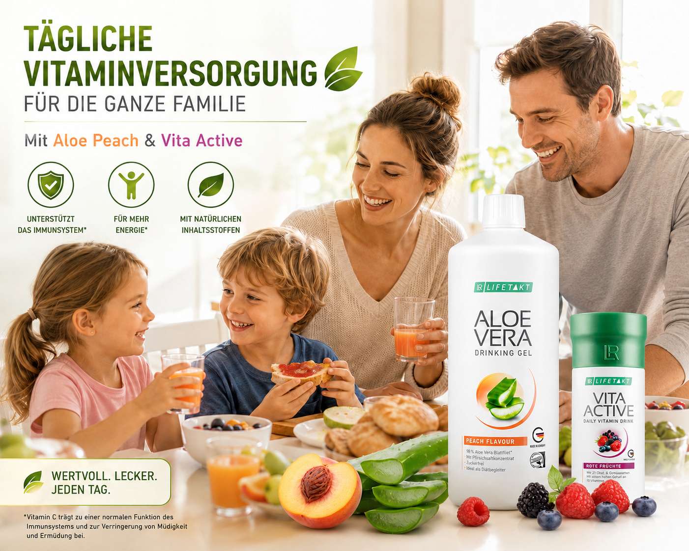 Aloe Vera Drinking Gel Pfirsich 7 Aloe Peach und vita Aktiv eine ideale Kombination