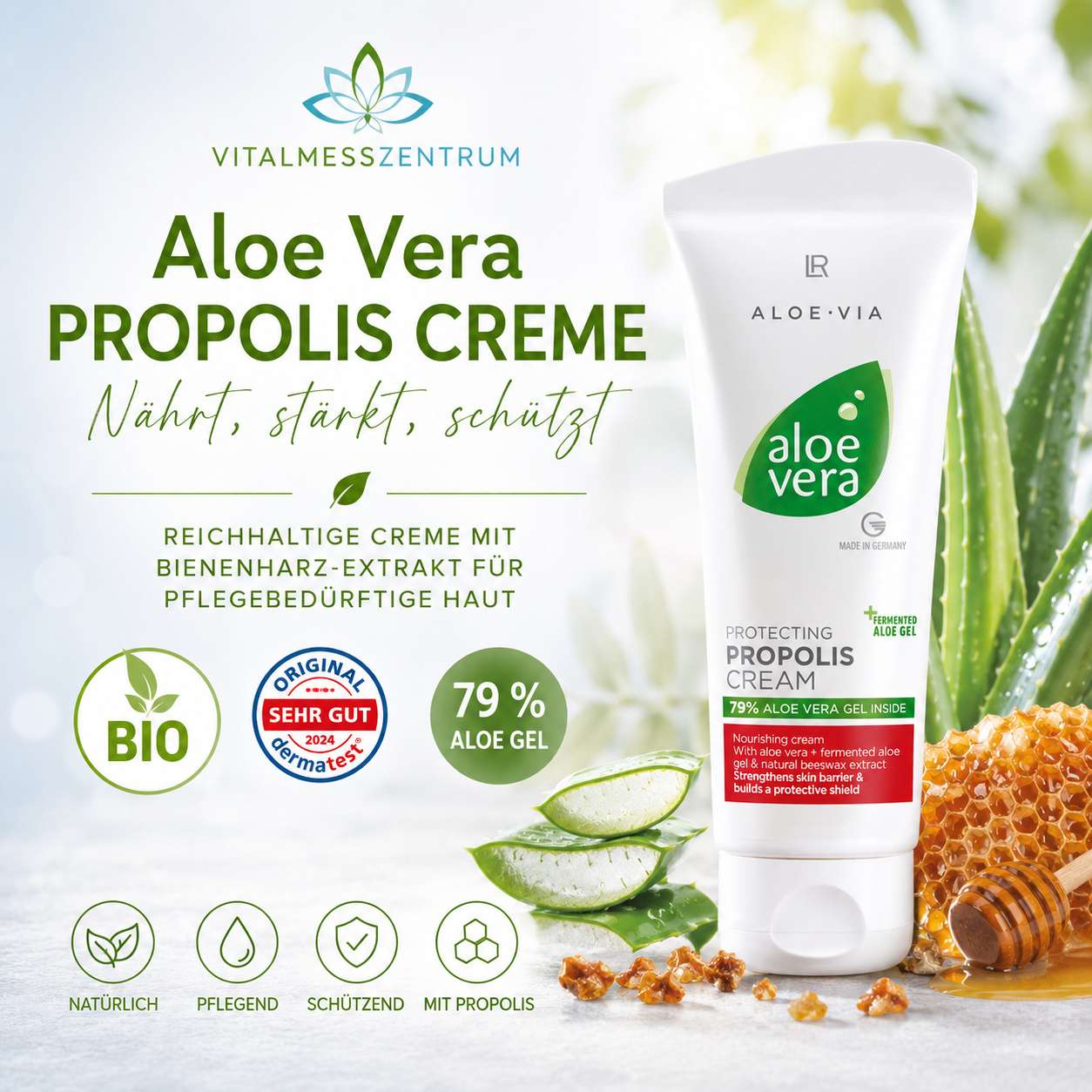Aloe Vera Propolis Creme mit 79 % Aloe pflegende Hautcreme