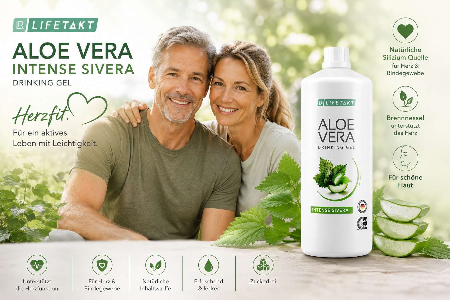 Aloe Vera mit Brennnessel - wertvolle Silicium Quelle - für Herz-Kreislauf-System, Entgiftung, Detox