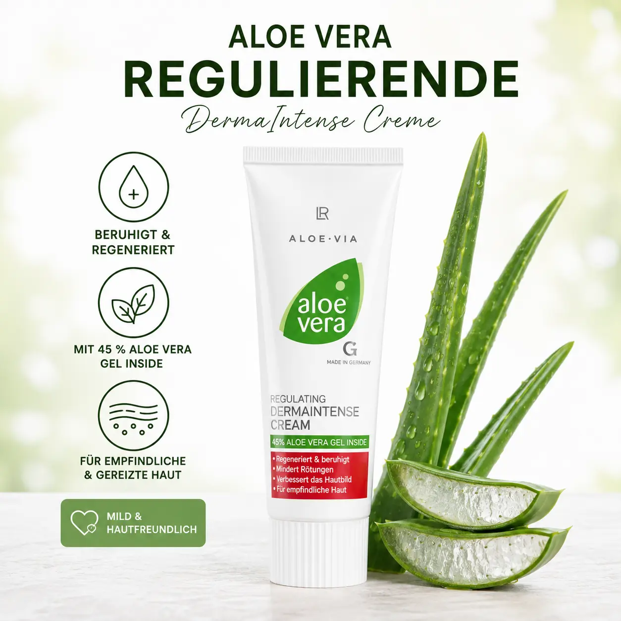 Aloe Vera regulierende Dermaintense Hautsalbe mit Vitamin B12 und Nachtkerzenöl