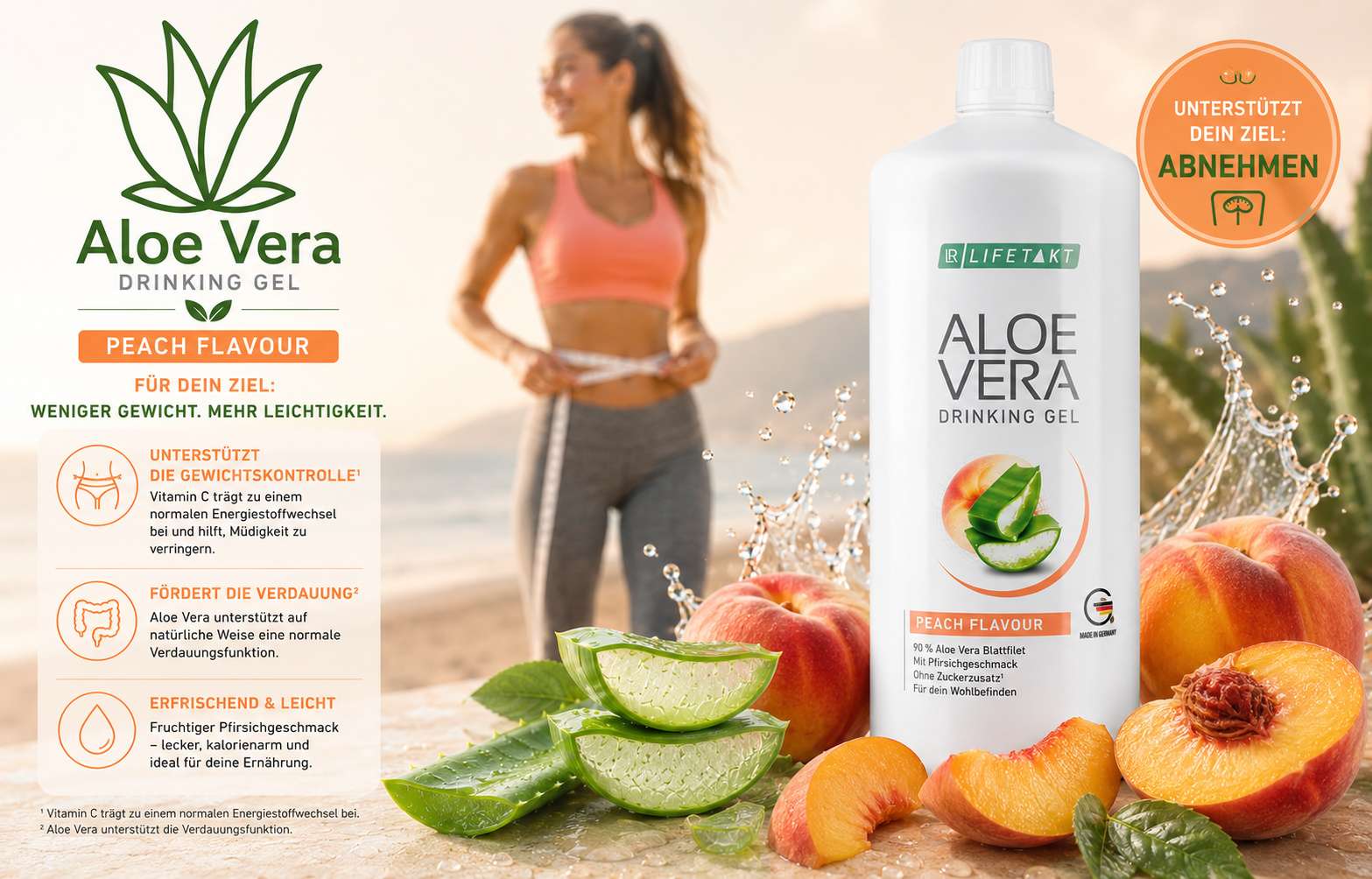 Aloe Vera Drinking Gel Pfirsich 4 Aloe Vera Peach mit Pfirsichgeschmack tägliches Wohlfühlgetränk