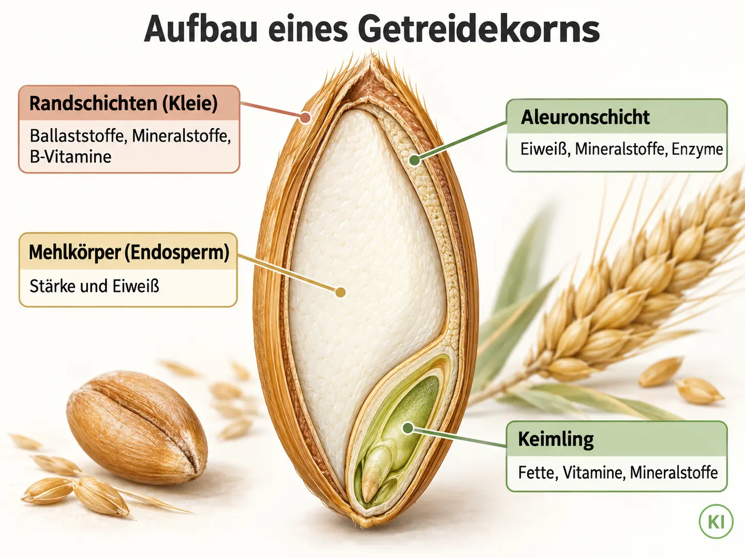 aufbau_getreidekorn Aufbau eines Getreiodekorns Vollkorn