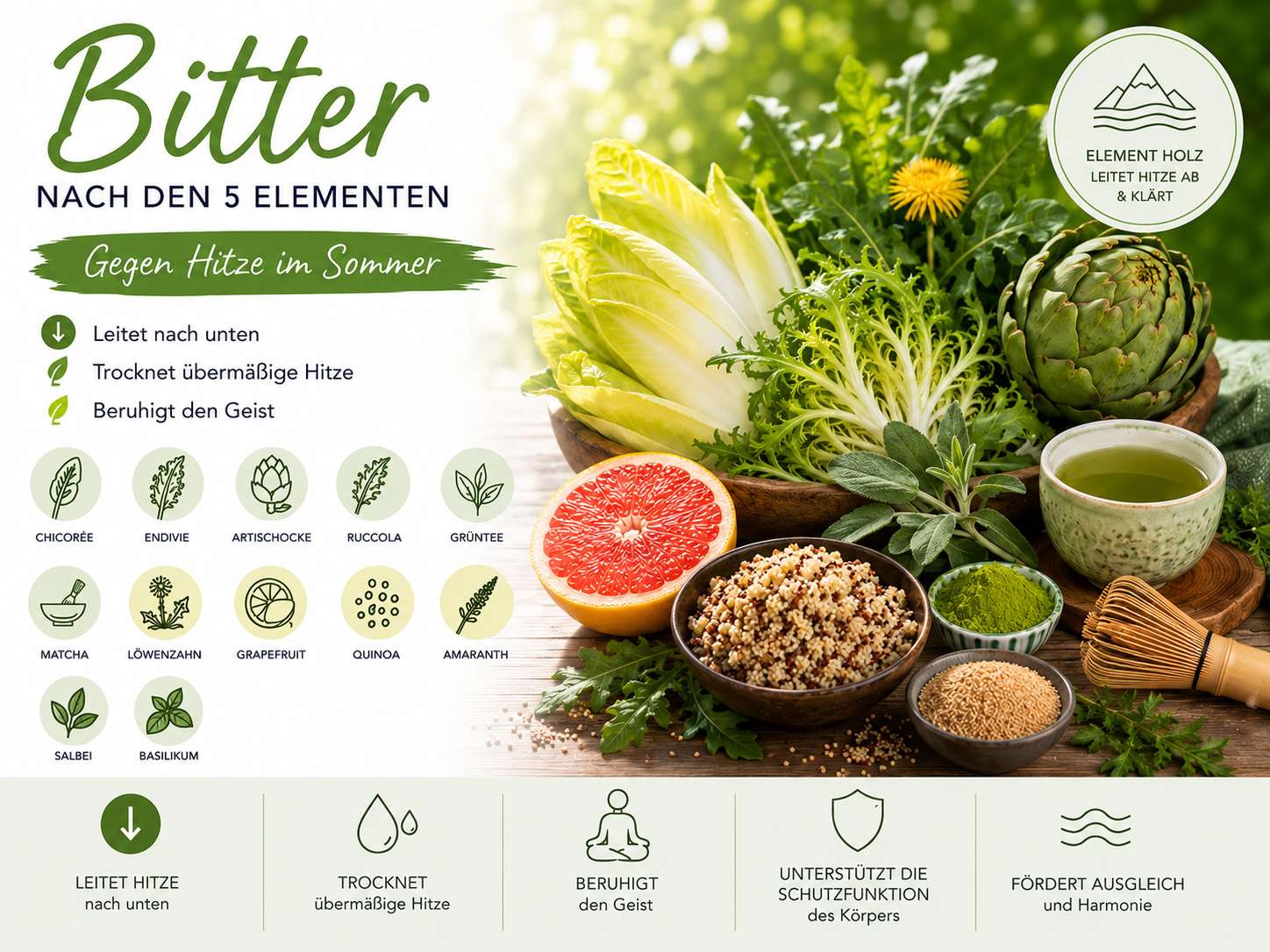 Der bittere Geschmack leitet nach unten und ist gut für dein Herz