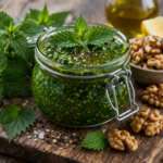 Brennnessel Pesto auf italienische Art mit Walnüssen