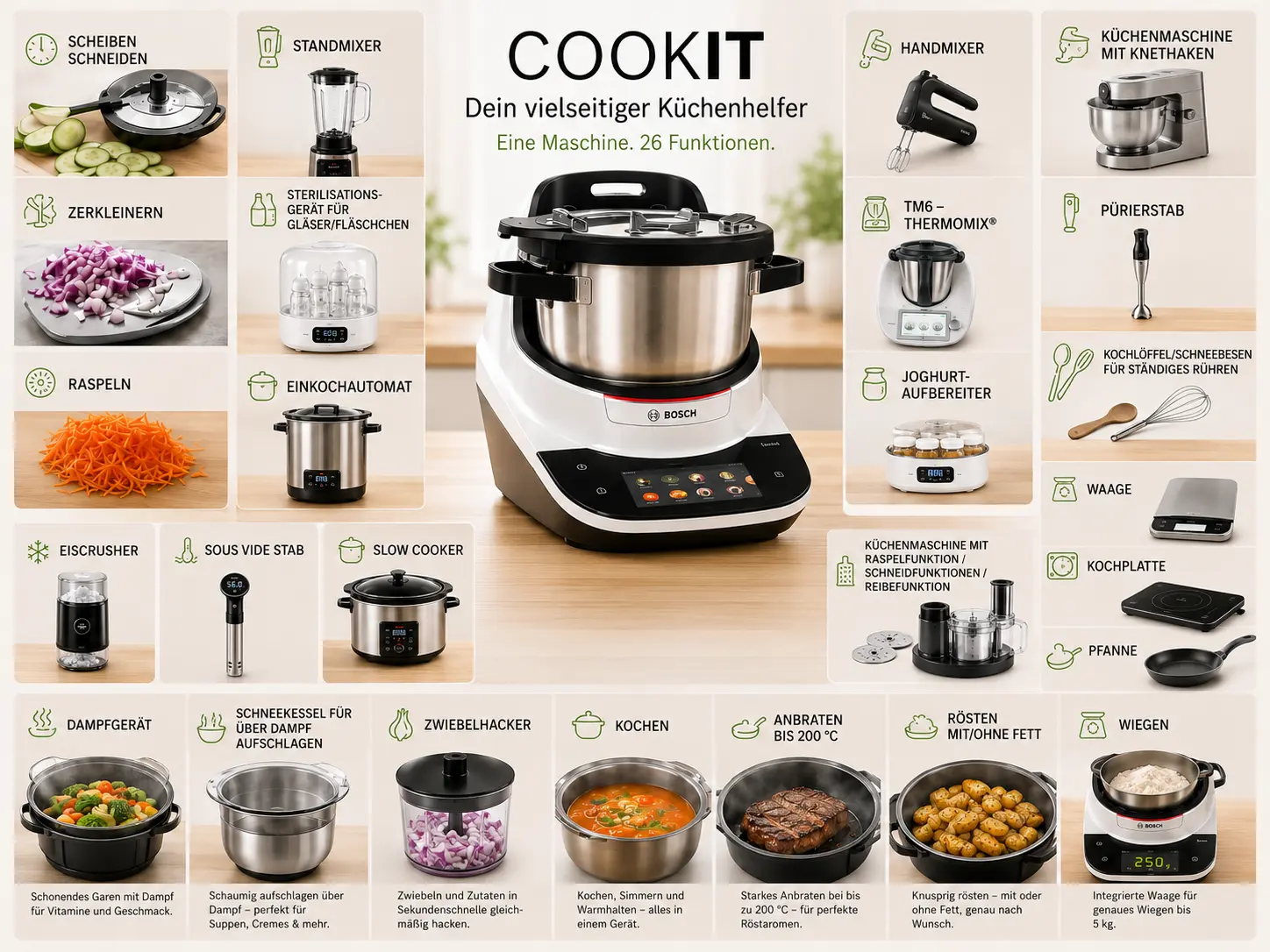 Welche Funktionen deckt der Cookit ab? Übersicht