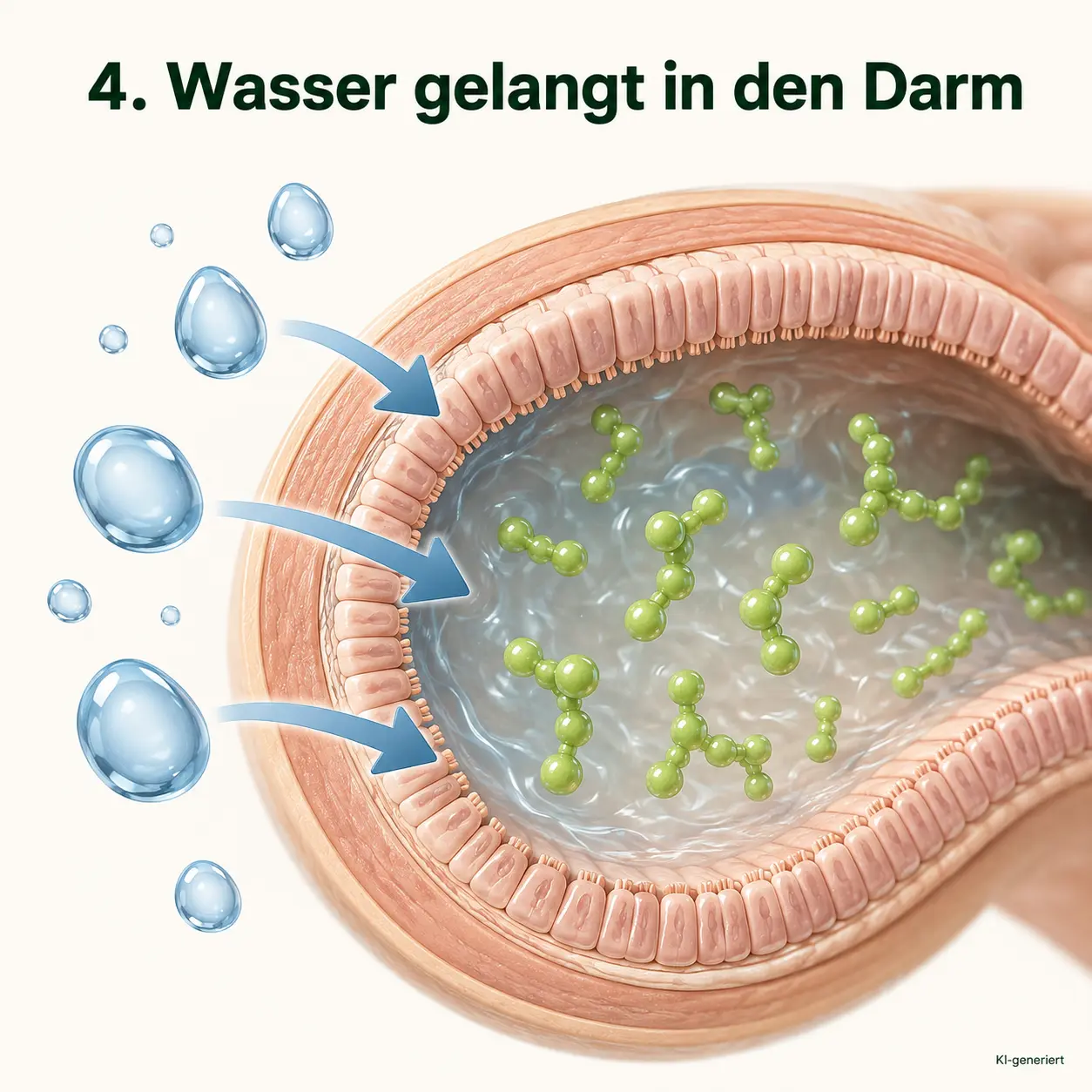 fodmap4 Um die Fodmaps zu verarbeiten wird Wasser in den Darm gezogen, was Durchfall erzeugen kann.