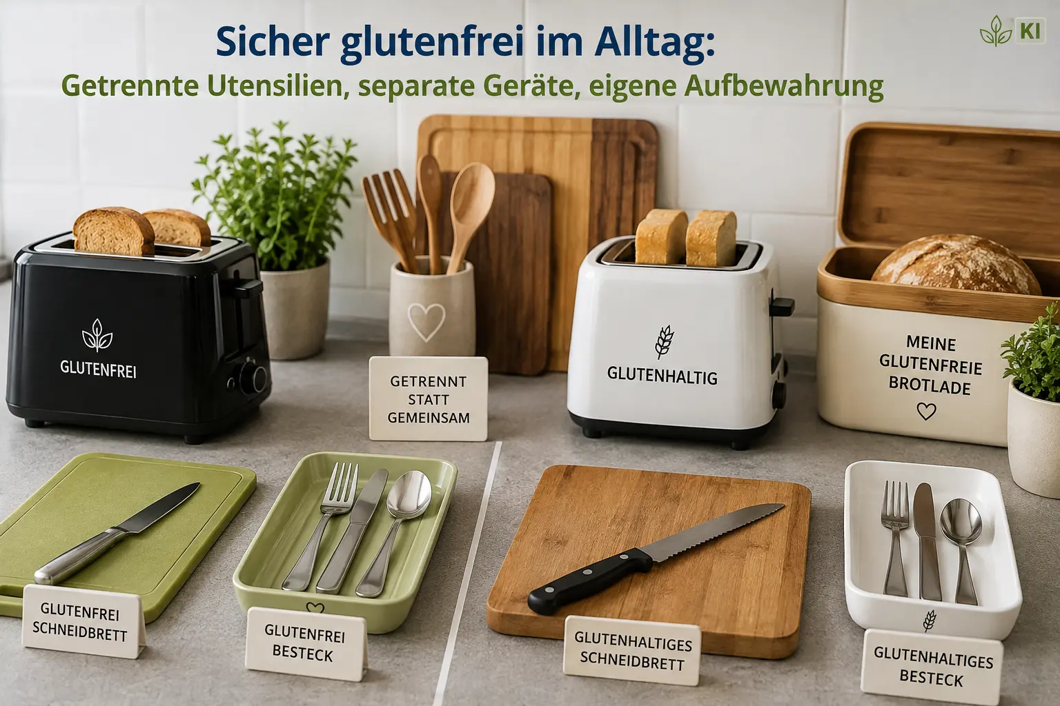 glutenfreie_kueche In der Küche sollte bei Zöliakie alles getrennt gemacht werden.