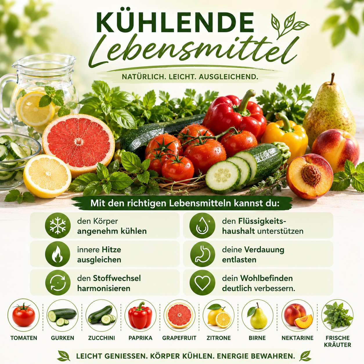 Ernährungs im Sommer - TCM Empfehlung - Kühlende Lebensmittel
