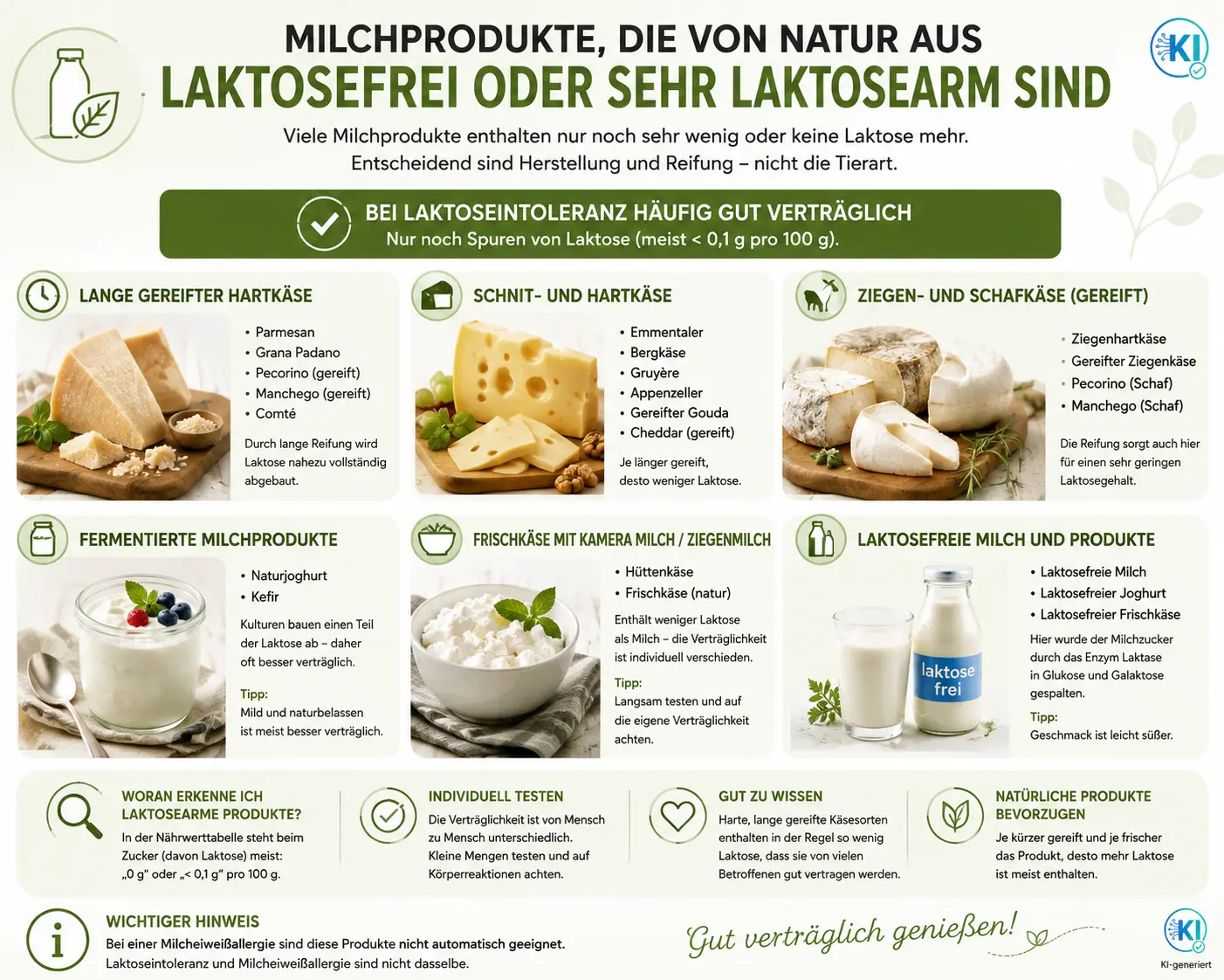 milchprodukte-kaum-laktose Lebensmittel Milchprodukte die kaum Laktose enthalten