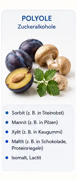 Fodmaps 3 Polyole in Früchten und Pilzen oder auch Zuckeralternativen