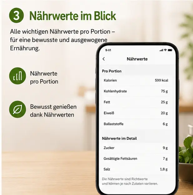 Nährwertangaben in der Bosch APP