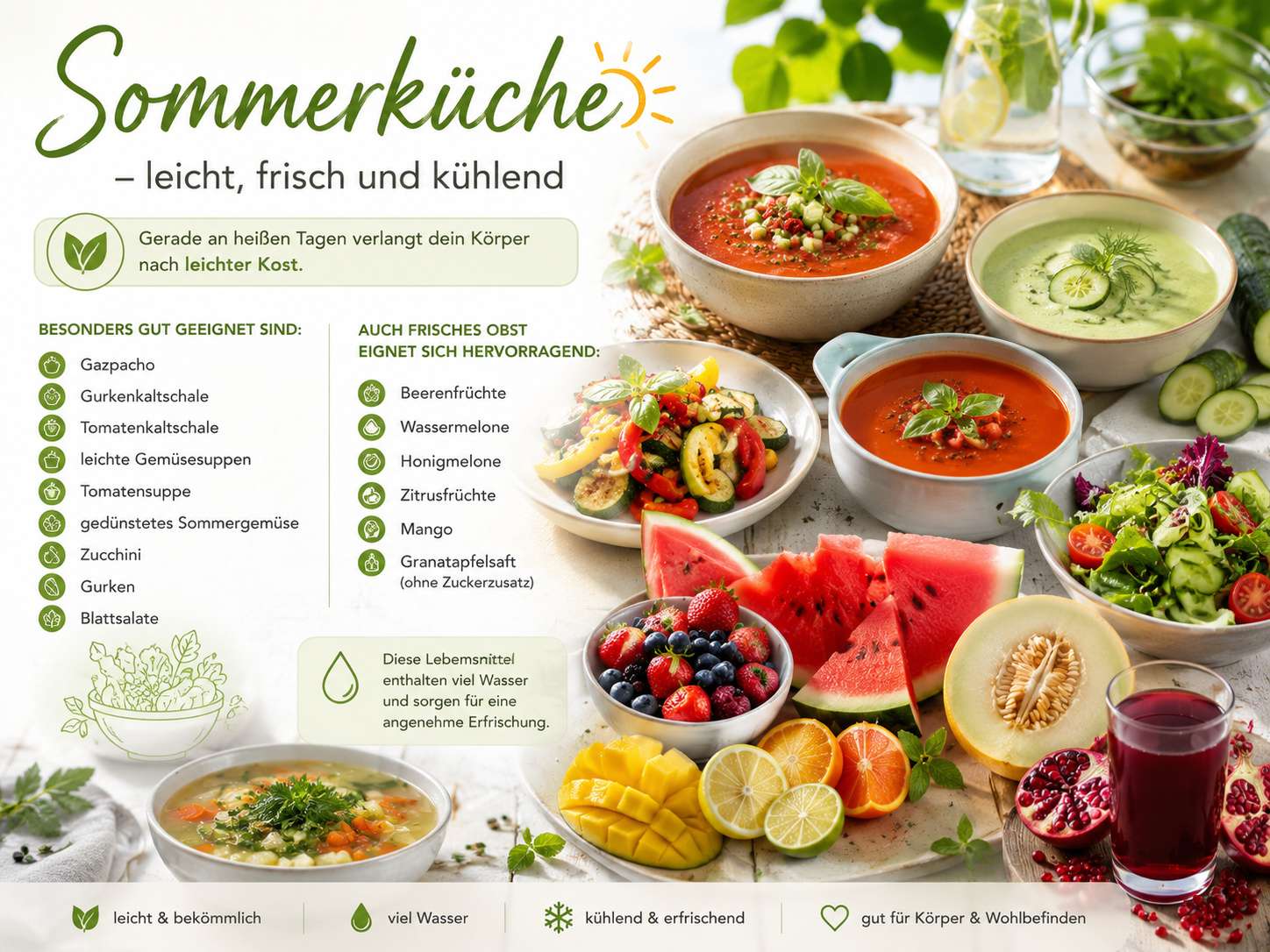 Sommerrezepte Sommerküche leichte Rezepte bei Hitze