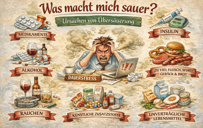 Ursachen von Übersäuerung aufgelistet